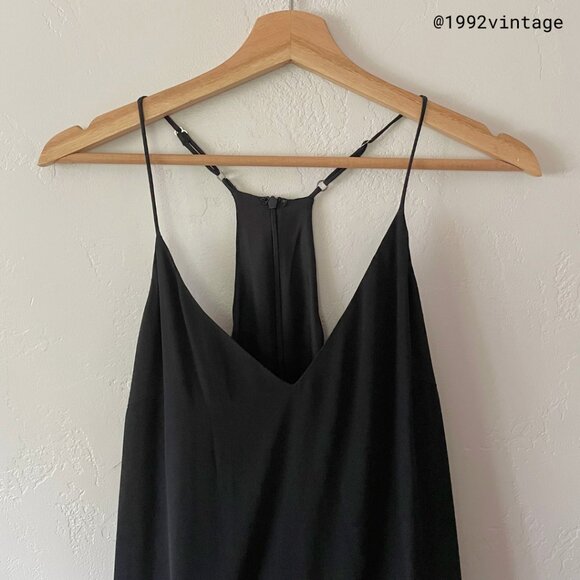 VINTAGE 90s Slip Midi Dress Black 100% Silk | Size XS - Picture 3 of 9
